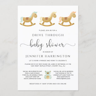Invitation Conduire par Baby shower   Cheval Rocking Retro