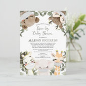 Invitation Conduire par baby shower de mignons animaux avec d (Debout devant)
