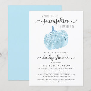 Invitation Conduire par Citrouille Blue Parties scintillant B