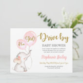 Invitation Conduire par une fille Baby shower d'éléphant (Debout devant)