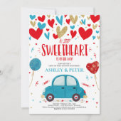 Invitation Conduire par Valentine Baby shower Chéri Rouge Ble (Devant)