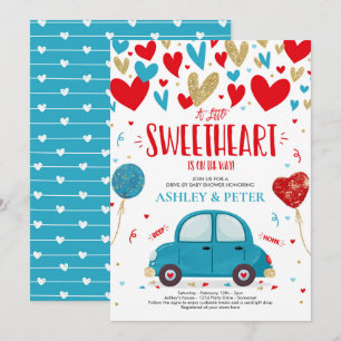 Invitation Conduire par Valentine Baby shower Chéri Rouge Ble