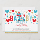 Invitation Conduire par Valentine Baby shower Chéri Rouge Ble (Devant)