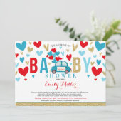 Invitation Conduire par Valentine Baby shower Chéri Rouge Ble (Debout devant)