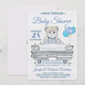 Invitation Conduisez par le Baby shower pour un garçon (Devant / Derrière)