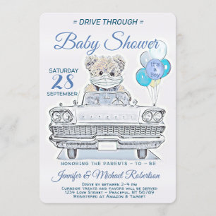 Invitation Conduisez par le Baby shower pour un garçon
