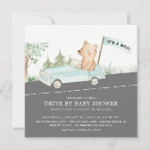 Invitation Conduite Cute Par Bear Boys Baby shower (Devant)