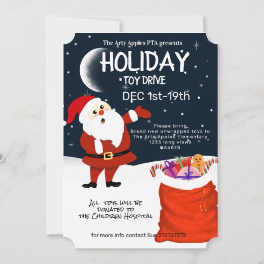 Invitation Conduite de jouets de Noël, Hôpital pour enfants, (Devant)