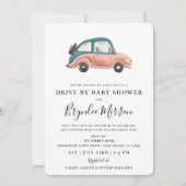 Invitation Conduite De Voiture Rétro Illustrée Par Baby showe (Devant)