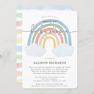 Invitation Conduite en arc-en-ciel à travers le baby shower