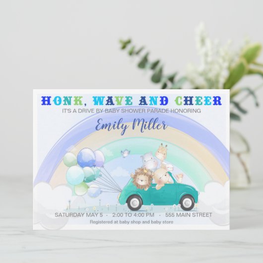 Invitation Conduite en jungle par baby shower (Debout devant)