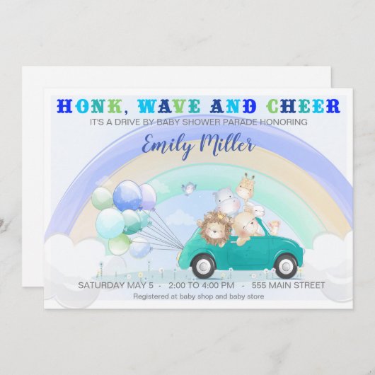 Invitation Conduite en jungle par baby shower (Devant / Derrière)