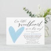 Invitation Conduite moderne Valentines bleu blanc garçon (Debout devant)