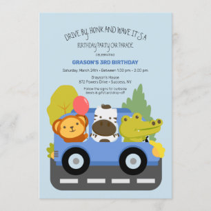 Invitation Conduite Par Animaux Parade D'Anniversaire