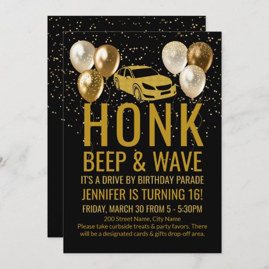 Invitation Conduite par Anniversaire (Devant / Derrière)