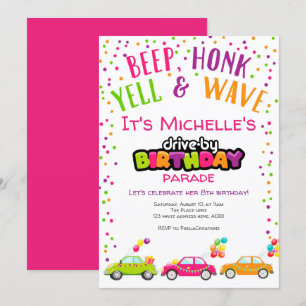 Invitation Conduite par Anniversaire Parade, Fille anniversai