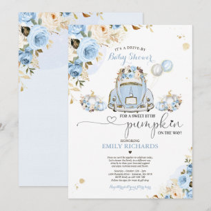 Invitation Conduite par Baby shower Blue Floral Roses Citroui