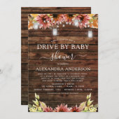 Invitation Conduite par Baby shower Bois rustique Autumn Sunf (Devant / Derrière)