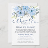 Invitation Conduite Par Baby shower Couleur D'Aquarelle Bleue (Devant)