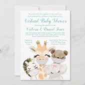 Invitation Conduite Par Baby shower Courrier Bébé Animaux Mas (Devant)