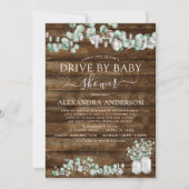 Invitation Conduite Par Baby shower Eucalyptus Bois Rustique (Devant)