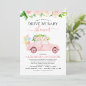 Invitation Conduite Par Baby shower Floral Rose (Debout devant)