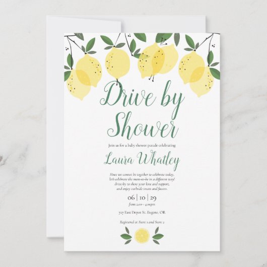 Invitation Conduite Par Baby shower Lemons Modernes (Devant)