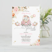 Invitation Conduite Par Baby shower Pink Gold Elephant Citrou (Debout devant)