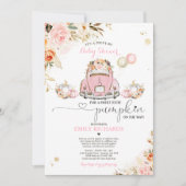 Invitation Conduite par Baby shower Pink Gold Floral Citrouil (Devant)
