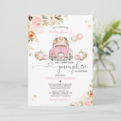 Invitation Conduite par Baby shower Pink Gold Floral Citrouil (Debout devant)