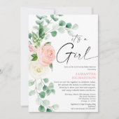 Invitation Conduite par baby shower printemps vert fleuri ros (Devant)