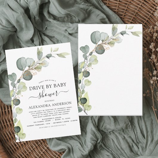 Invitation Conduite Par Baby shower Vert Eucalyptus