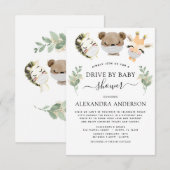 Invitation Conduite Par Baby shower Woodland Eucalyptus Vert (Devant / Derrière)