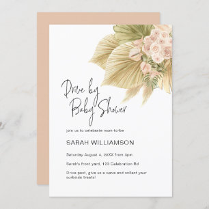 Invitation Conduite Par Boho Floral Pampas Palm Blush Baby sh