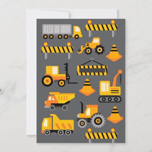 Invitation Conduite Par Boy Birthday Parade Camions De Constr (Dos)