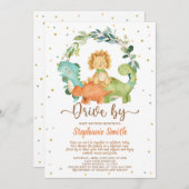Invitation Conduite Par Dinosaurs Boy Baby shower (Devant / Derrière)