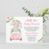 Invitation Conduite Par Elephant Baby shower Girl (Debout devant)