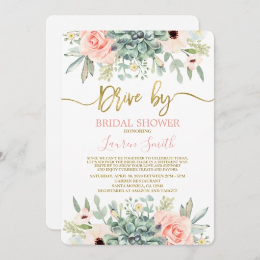 Invitation Conduite par Fête de l'mariée succulente (Devant / Derrière)