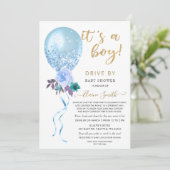 Invitation Conduite par Floral Balloon Blue Parties scintilla (Debout devant)