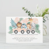 Invitation Conduite Par Jungle Animals Baby shower Filles (Debout devant)