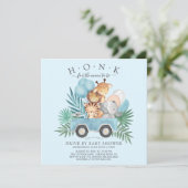 Invitation Conduite Par Jungle Animaux Baby shower Garçons (Debout devant)