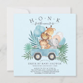 Invitation Conduite Par Jungle Animaux Baby shower Garçons (Devant)