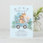 Invitation Conduite Par Jungle Animaux Baby shower Garçons (Debout devant)