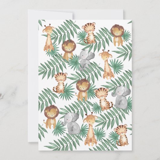 Invitation Conduite Par Jungle Animaux Baby shower Garçons (Dos)