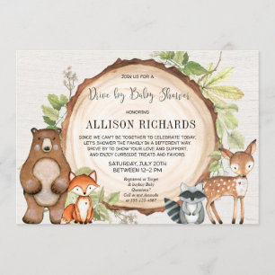 Invitation Conduite par le baby shower d'animaux rustiques de