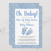 Invitation Conduite Par Oh Baby Blue Parties scintillant FeBa (Devant / Derrière)