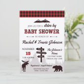 Invitation Conduite Par Red Buffalo Plaid Baby shower (Debout devant)