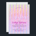 Invitation Conduite Par Sweet sixteen Anniversaire Rainbow Om<br><div class="desc">"Joyeux Sweet sixteen". Voici une excellente façon de faire en sorte que votre fille puisse encore célébrer son anniversaire avec tous ses amis. Envoyez cette promenade étonnante, pétillante, girly, festive, moderne, personnalisée à travers l'invitation de la fête de défilé pour un événement à se souvenir. La typographie de script blanc...</div>