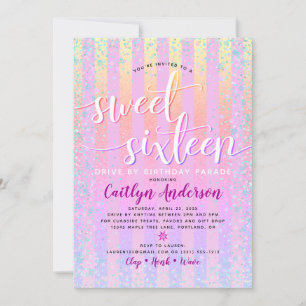 Invitation Conduite Par Sweet sixteen Anniversaire Rainbow Om