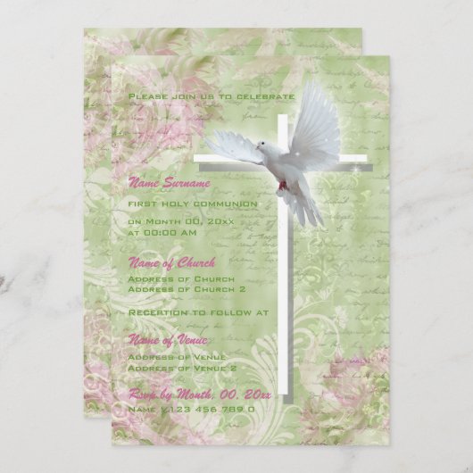 Invitation Conduite religieuse du baptême (Devant / Derrière)